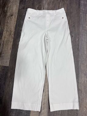 Spanx Stretch Twill Cropped Wide Leg pant in bright white.